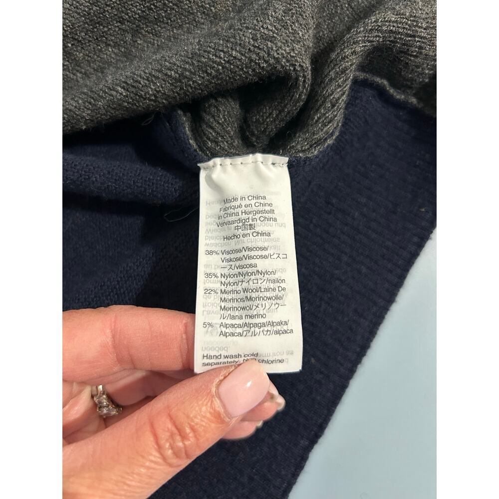 Madewell two tone knit sweater size S blue grey v neck merino wool blend - Picture 5 of 7
